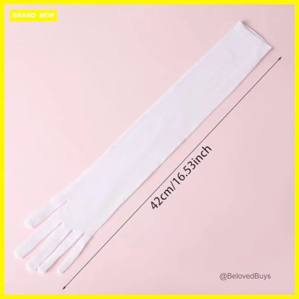 Sheer Mesh Gloves Elbow Length Stretchy Tulle Wedding Party Halloween Accessory